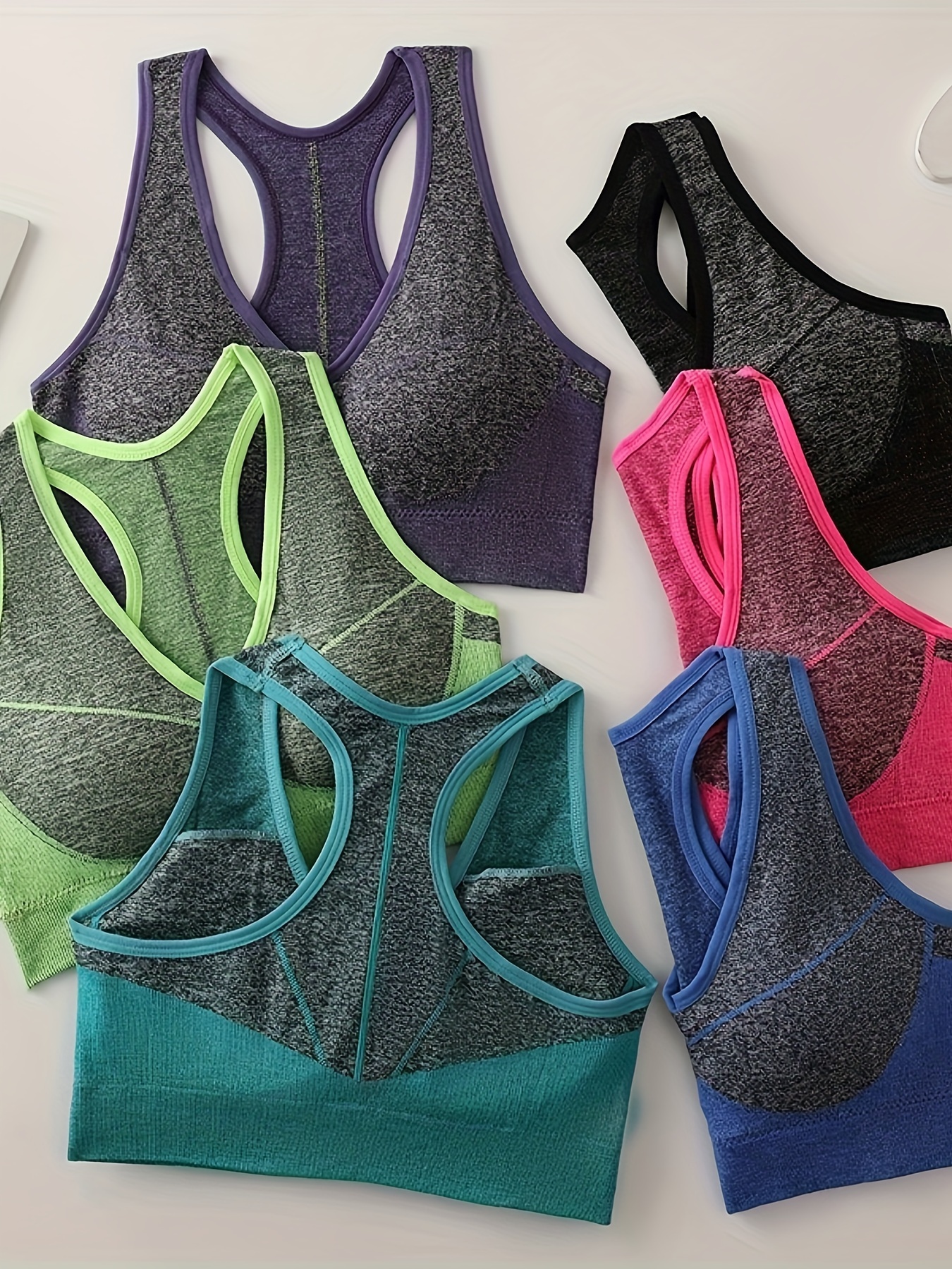 3pcs Wireless Sports Bras Comfy & Breathable Elastic Tank Bra