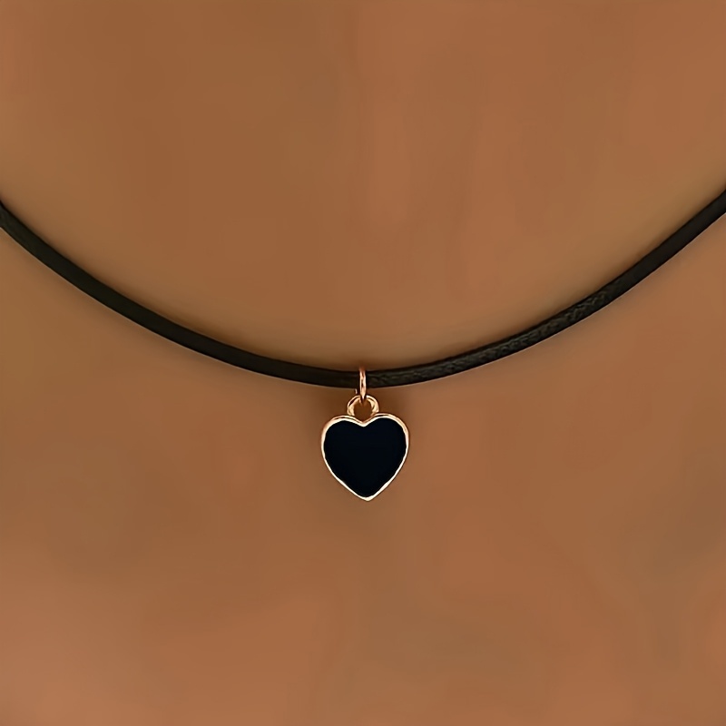 TEMU 1 Fashionable Minimalist Geometric Heart Necklace With Heart-shaped Pendant, Unisex Style, Suitable For Holiday Gifting And Daily Wear