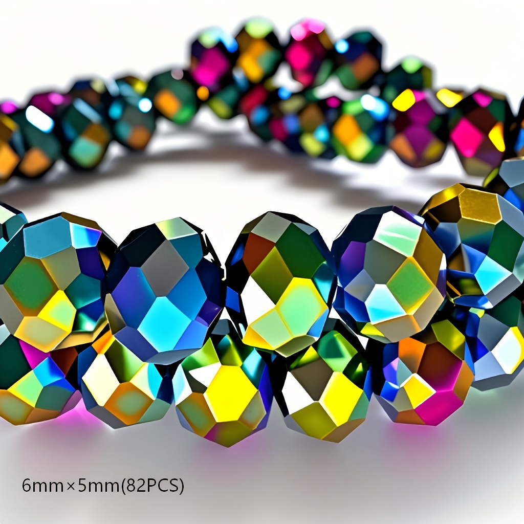 TEMU 62pcs/82pcs/100pcs 4X3Mm/6X5Mm/8X6Mm Cuentas Multicolor con Cara Cortada para Vidrio, Cuentas Decorativas con Cara Cortada de Estilo Bohemio,