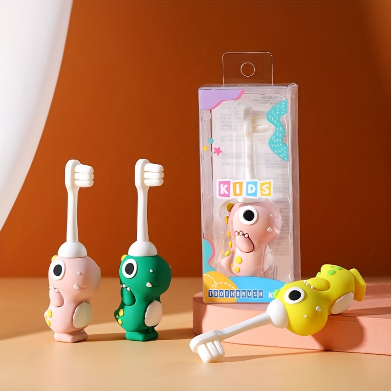 

Soft Bristle Cartoon Toothbrush, Gentle And Easy To Clean, Dinosaur Design, Suitable For Aged 3-6 Years