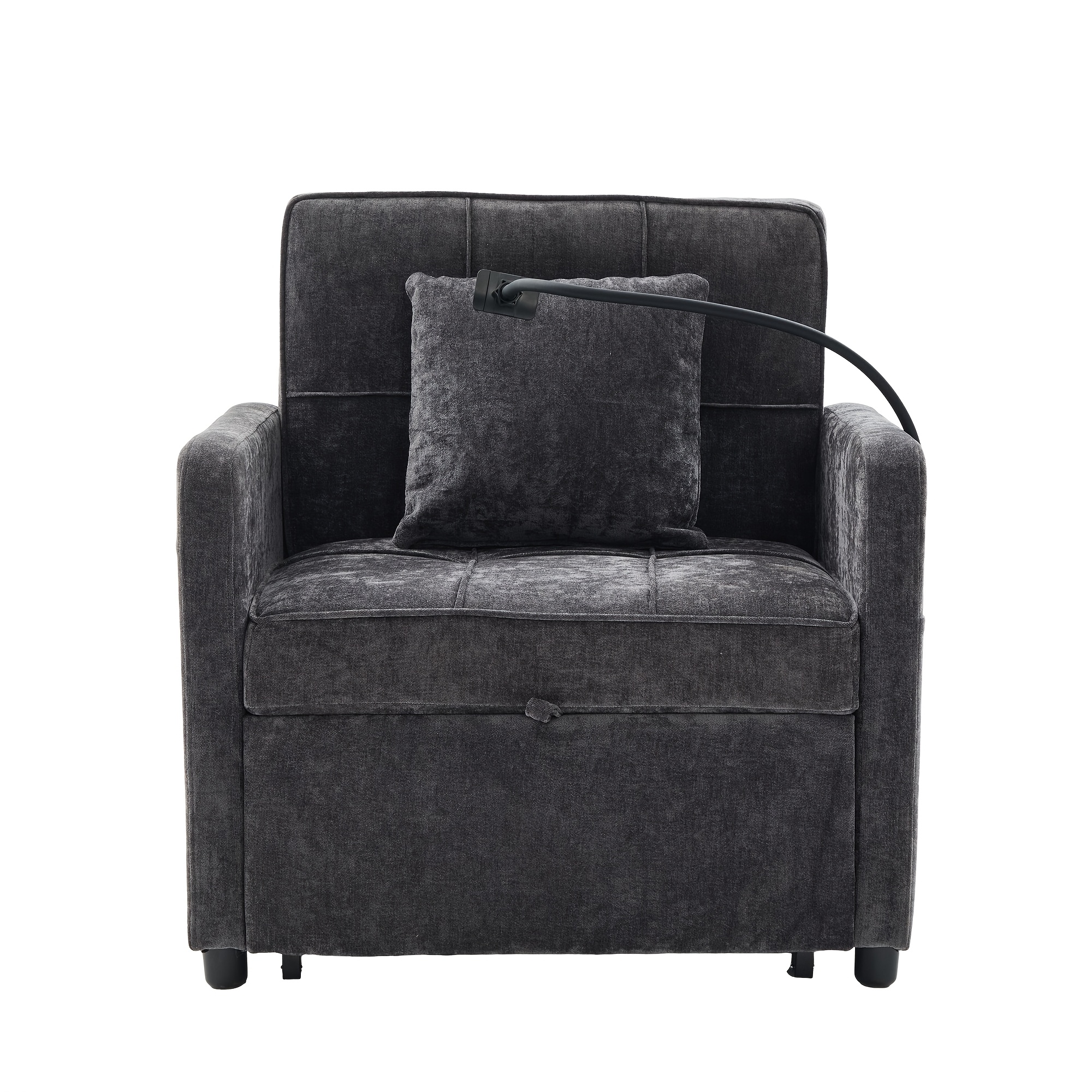 Image of Oversized Sofa With Adjustable Backrest, Armchair With Storage Bag And Small Table, Lounge Chair With 5-position Backrest Adjustment Phone Holder, Suitable For Bedroom, Living Room, And Study