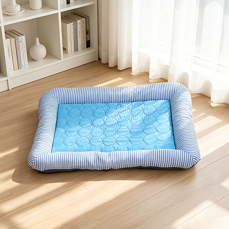 TEMU 1pc Pet Mattress, Breathable And Soft Cat And Dog Sleeping Pad, Indoor Striped Pet Bed, Suitable For Small Dogs And Cats, Washable Pet Mat, With