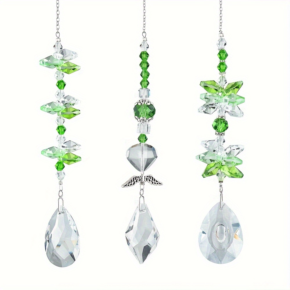 Image of 3pcs Amethyst Hanging Wind Chime Ornaments Sun Pendant For Window, Home Garden Lights, Car, Valentine's Day, Christmas Party Decoration
