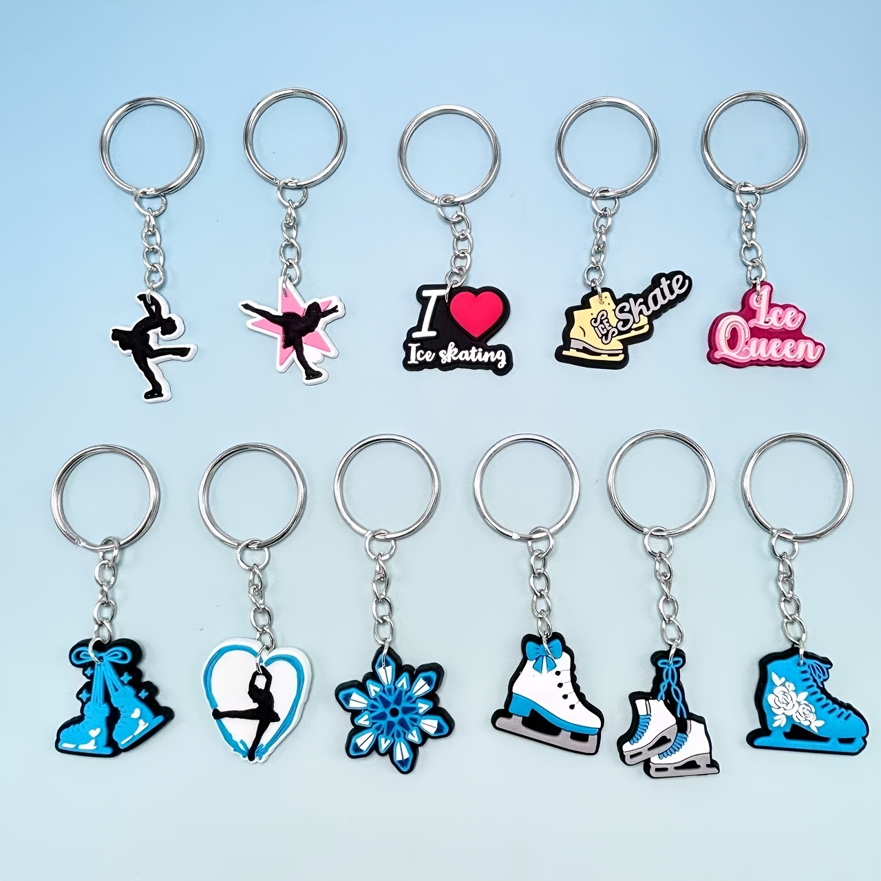 

11pcs/set Porte-clés en PVC Souple de Patinage Ornement Pendentif Thème Sportif Porte-clés pour Portefeuille Sac à Dos Sac à Main Accessoire