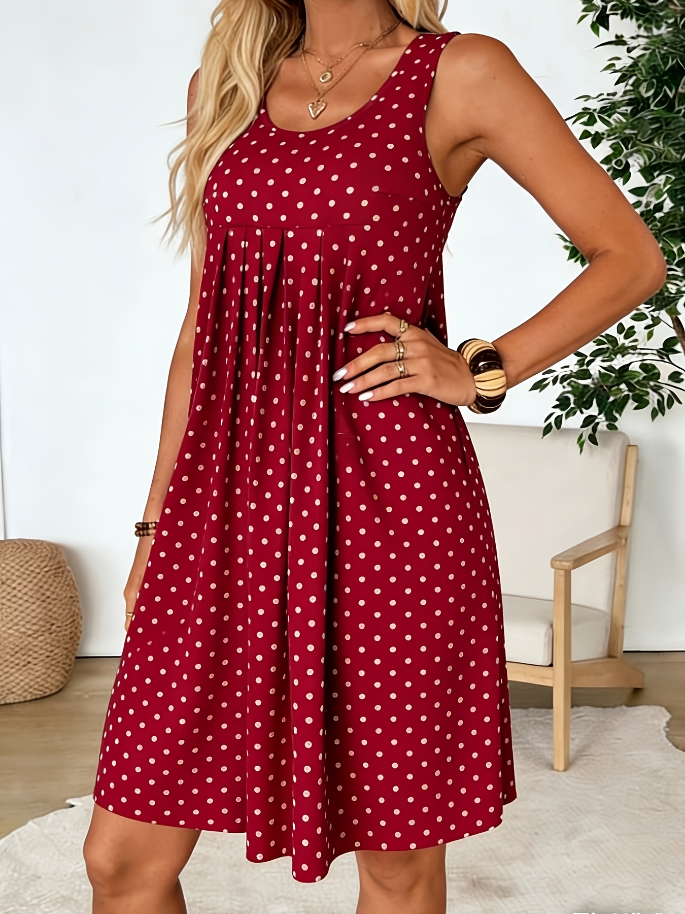 womens french retro round neck sleeveless dress loose fit - Temu