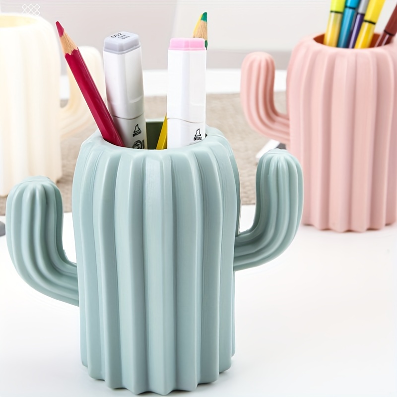 

Cute Cactus Pencil Holder, Multifunctional Desk Organizer, Creative Student Office Stationery Storage Box, Made Of Durable Pe Polyethylene Material