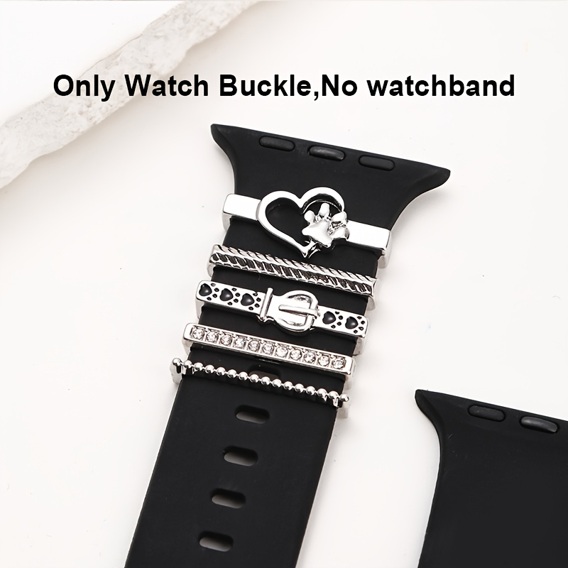 Image of 1set Cute Dog Paw For Iwatch Charms Belt Iwatch Band Ring Loops Fashion Heart Strap With Adorable Charm Clasp Decorative Gift 38mm 40mm 41mm 42mm 44mm 45mm