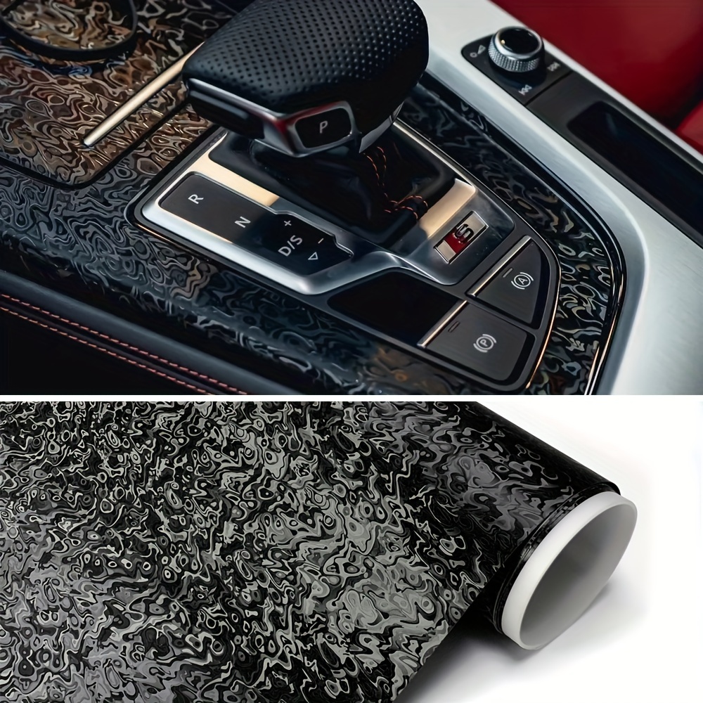 

Black Pattern Pet Vinyl Wrap Roll For Car Interiors And , 50 X 150cm - Self-adhesive, Waterproof, -resistant Automotive Film For Customization And Decoration