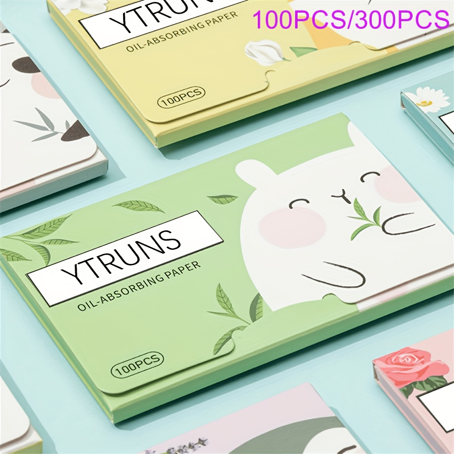 100/300 hojas de papel secante control de grasa para el rostro con té verde, rosa, lavanda y manzanilla