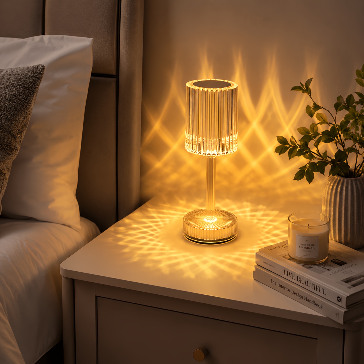 16 color rgb changing mode crystal table lamp linear ambient lighting touch control usb charging portable night light suitable for bedroom bedside tables living rooms dining rooms dressing tables game rooms and offices Product details 3