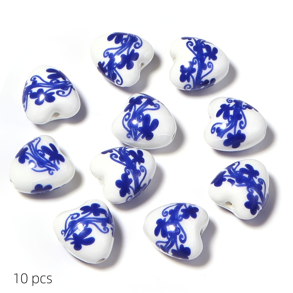 10pcs Random Color Ceramic Peach Heart Beads for Jewelry Making
