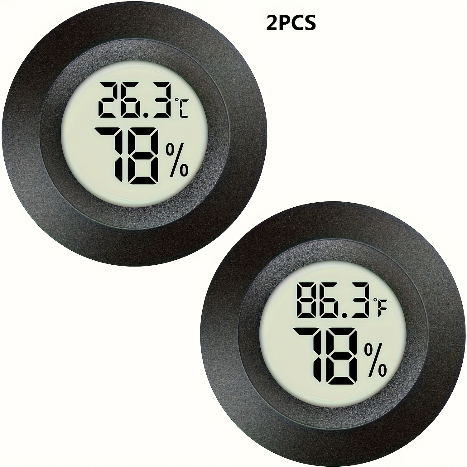1/2/4 stück mini digitales thermometer luftfeuchtigkeitsmesser mit großem lcd-display -  / , luftfeuchtigkeit, 26.9°c/26.9°f, 88.9°c/88.9°f, feuchtigkeitsanzeige