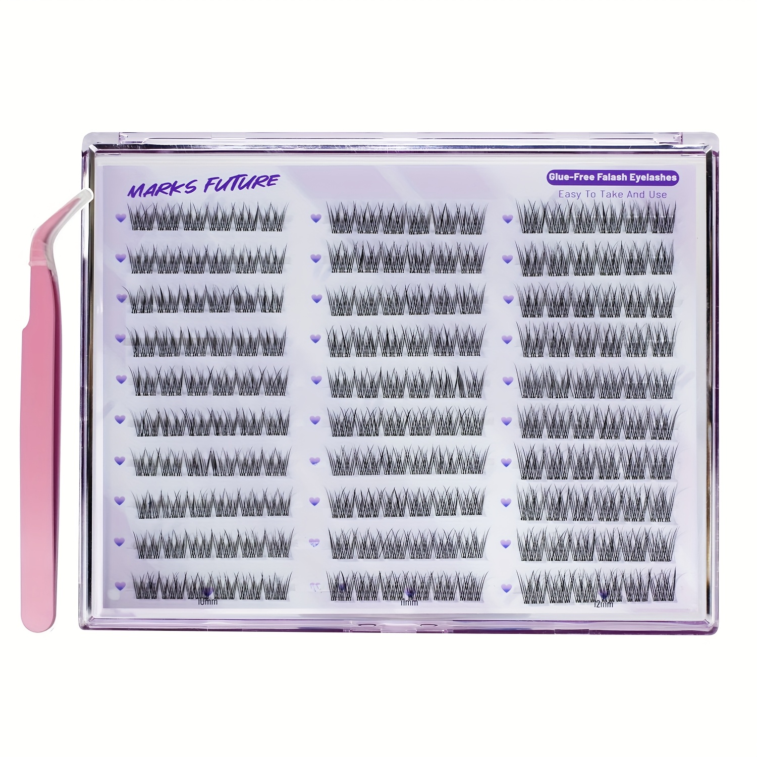 Image of Self-adhesive Eyelashes, 180pcs Self-adhesive Eyelash Clusters Natural -12mm Mixed Single Eyelashes Extension Super Sticky With Tweezers Suitable For Beginners