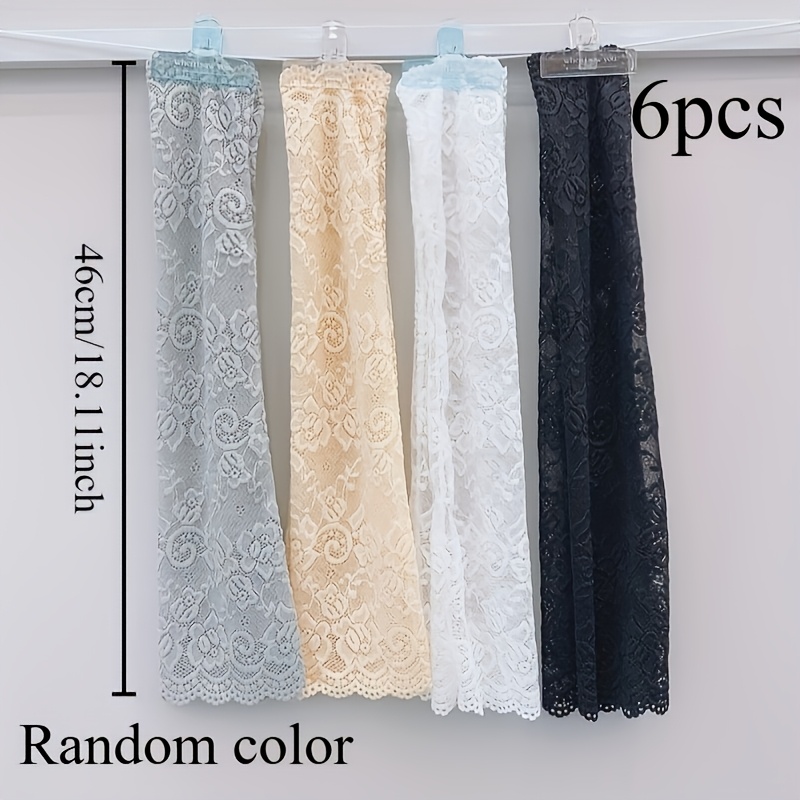 6pcs Random Mixed Color Lace Arm Sleeves For Women,, Tattoo & Cover, Breathable Mesh