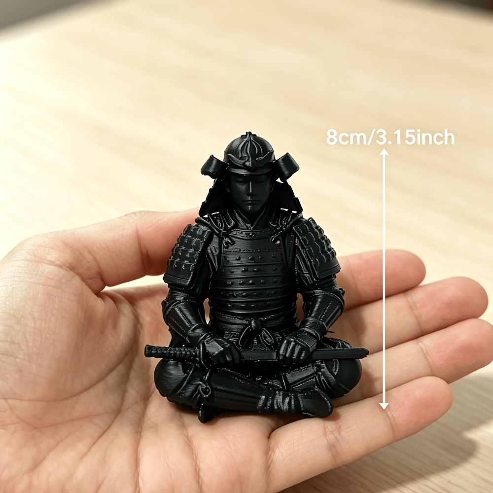 TEMU 3d Printed Japanese-style Statue, Cross-legged With Sword Desktop Ornament, Miniature Model, Desk Decoration, Indoor Bookshelf Display Ornament