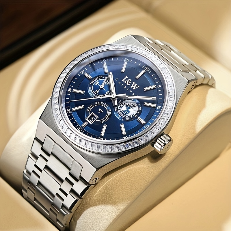 Image of [] Men's Luxury Automatic Self-winding Mechanical Watch, Luminous Synthetic Sapphire, 5 Atm Water-resistant Ideal Festival Gift