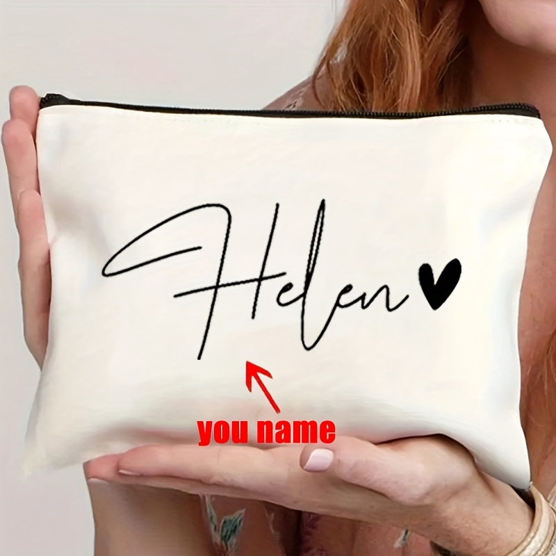 E-shop 1 Stück Personalisierte Make-up-Tasche - Individueller Kosmetikbeutel mit Herz-Symbol, Leichter Polyester-Reiseorganizer für Damen & Herren,