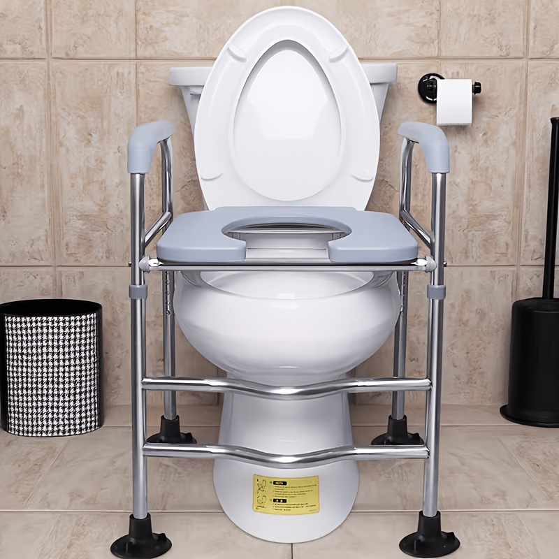 Image of Adjustable Height Heavy-duty Raised Toilet Seat With Sturdy Frame - 330 Lbs Weight Capacity, Safety Rails And Locking Mechanism, Pregnant Women Bathroom Mobility Aid
