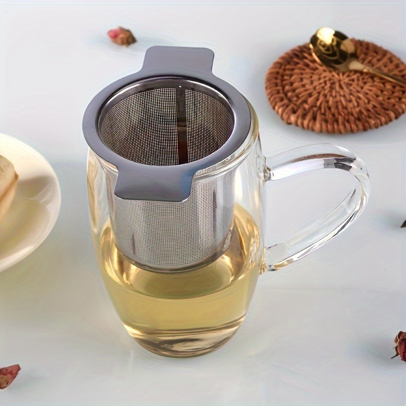 

1pc-stainless Steel Tea Infuser Mesh Strainer With Large Capacity & Double Handles For Hanging On Teapots, Mugs, Cups To Loose And Coffee