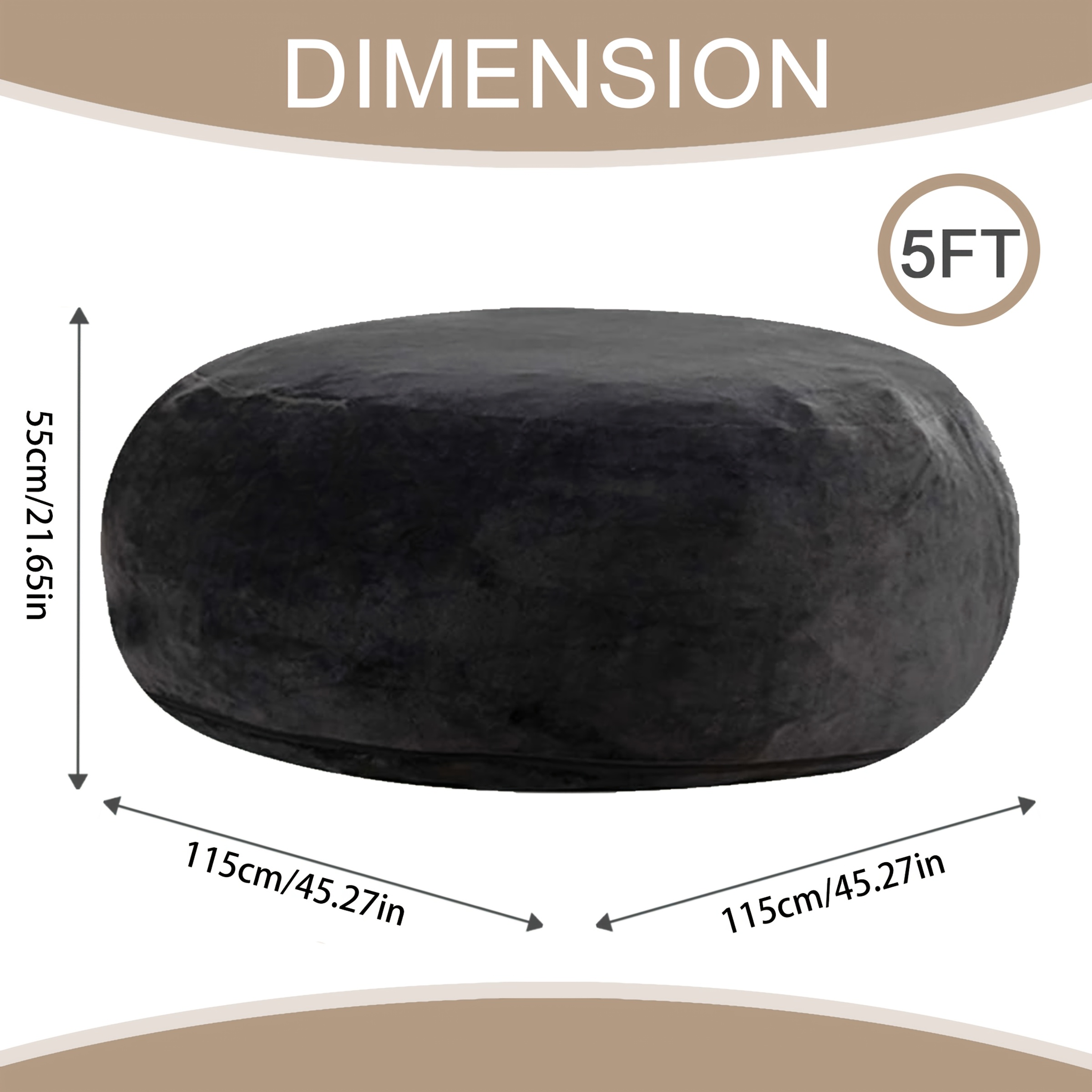 Image of 115cm Oversized Adult Bean Bag Chair, Filled With Premium Sponge, With Soft Microfiber Cover, For Reading And Entertainment, Suitable For Living Room, Bedroom, Dormitory
