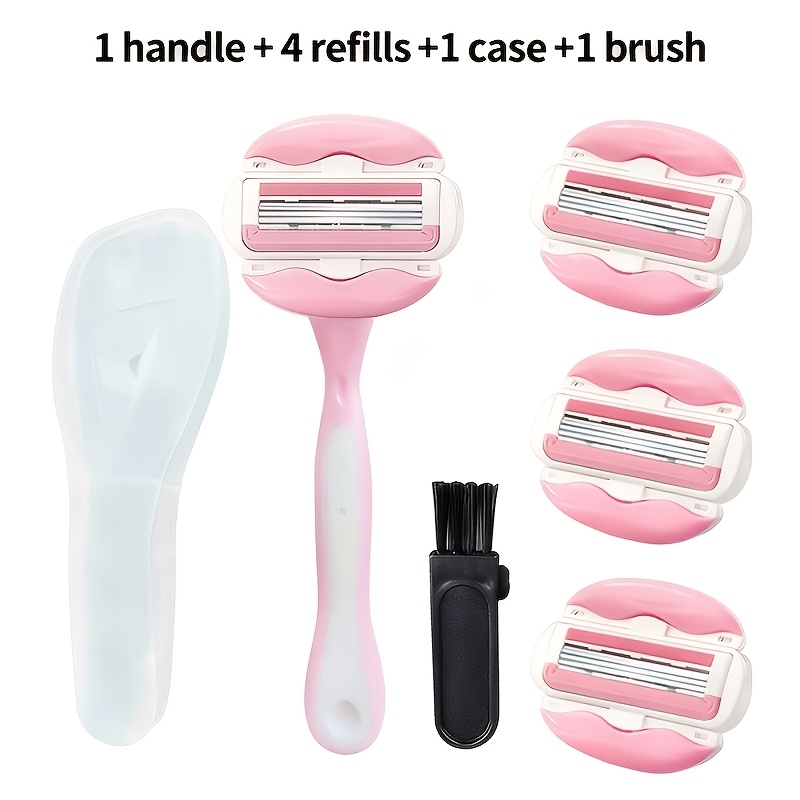 Image of Women's Razor 1 Handle And 4/7 Refills Manual Shaver With 3 Stainless Steel And Replaceable Head Dual Layer Design With Double-layer Thickened Lubricating And Essential Holiday Gifts For Women