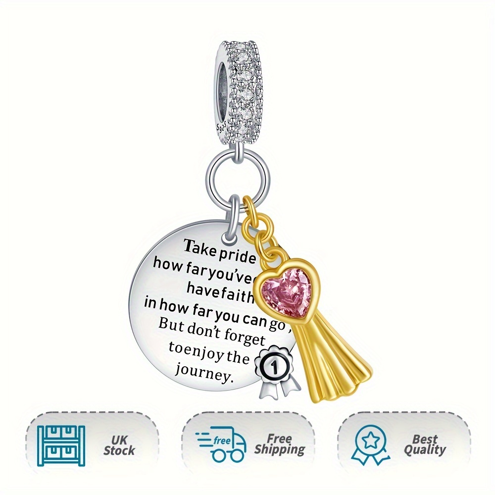Women Graduation Dangle Charm 925 Sterling Silver Pendant