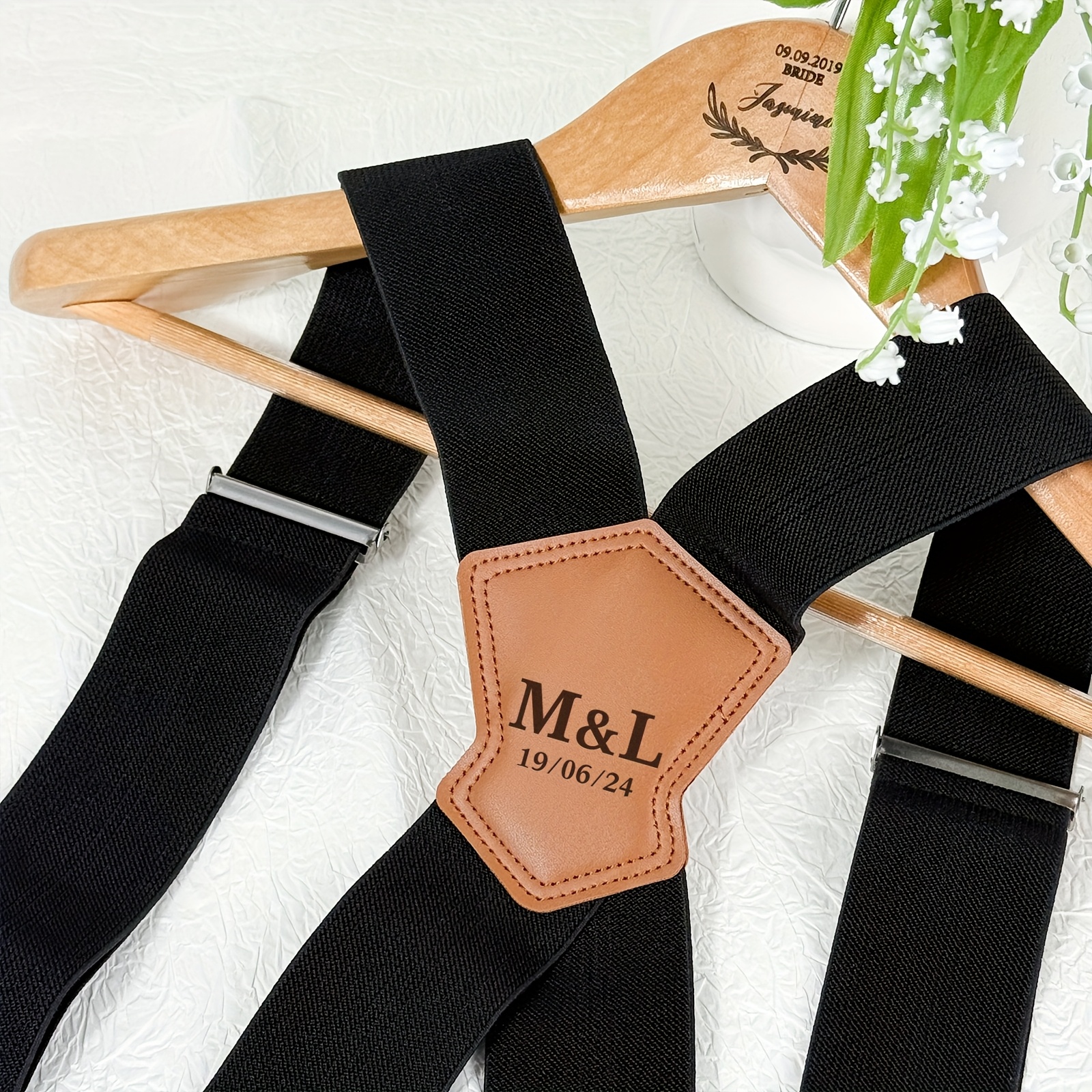 TEMU Personalized Wide Width Men's Suspenders, Heavy Duty, Adjustable Elastic Straps, Groomsmen Gifts, Birthday Gifts For Him, Father's Day Gifts,