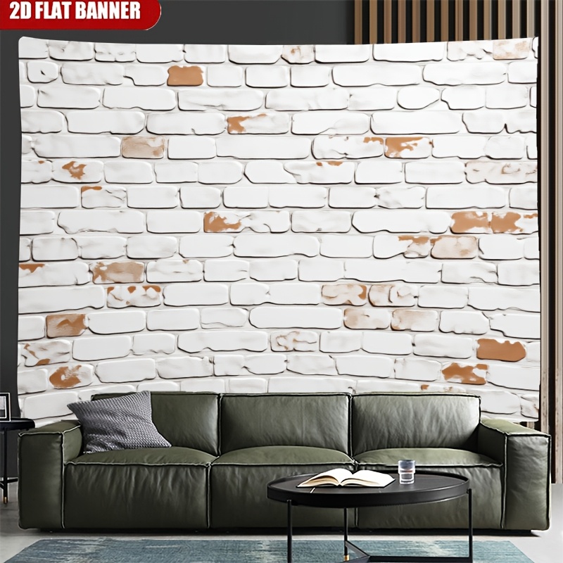 1pc White Vintage Distressed Brick Wall Panel, Photo Backdrop