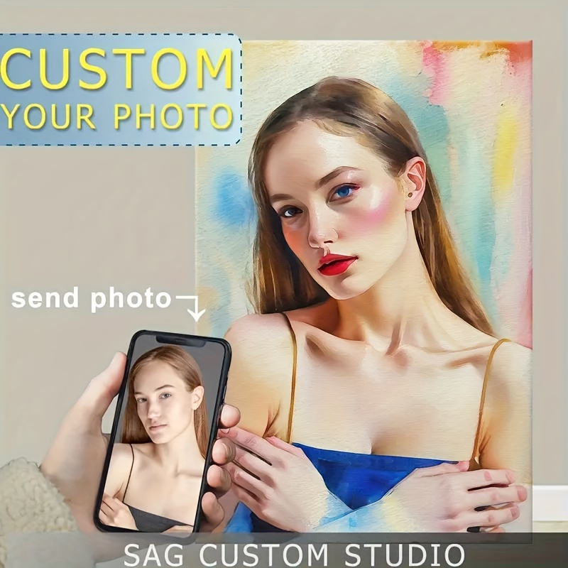 

Custom Photo Canvas Print, 11.8x15.7 Inch, Personalized Watercolor Art, Unique Birthday & Christmas Gift, Wood Polyester Fiber,