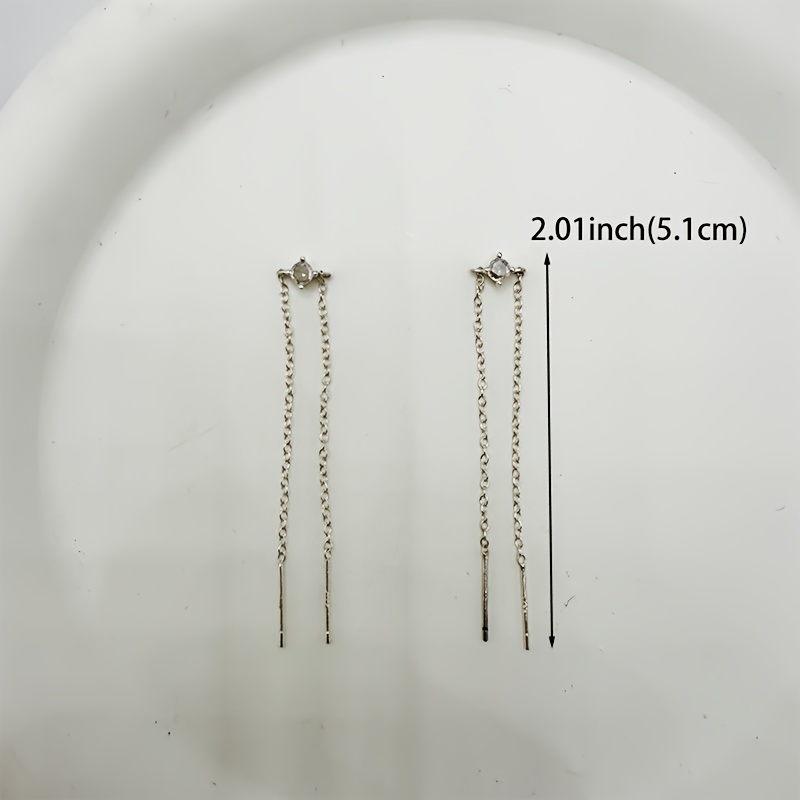 Women's Dangling Drop Earrings with Turquoise and Zirconia