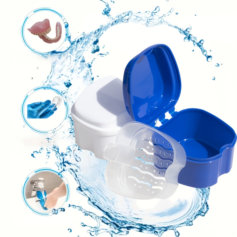 1pc of oral denture care   cleaning denture care and hanging mesh container cleaning denture   with filter net plastic  