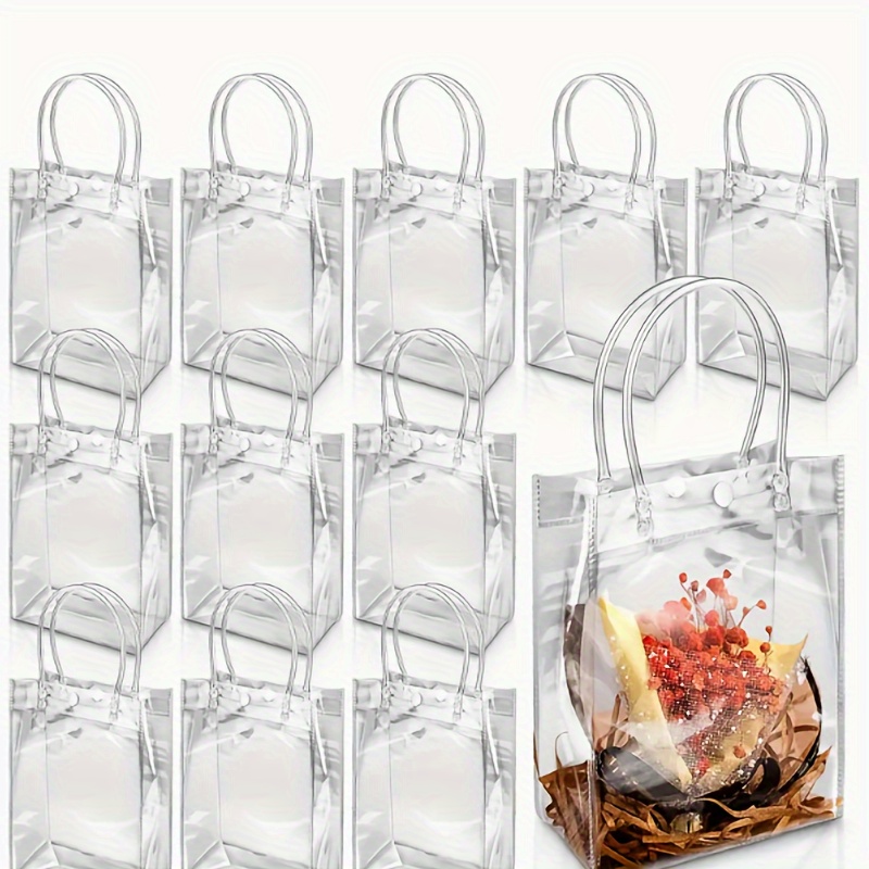 

10pcs Transparent Pvc Gift Bags With Handles - Reusable Party Favor Shopping Bags For Birthdays, Holidays, And Events