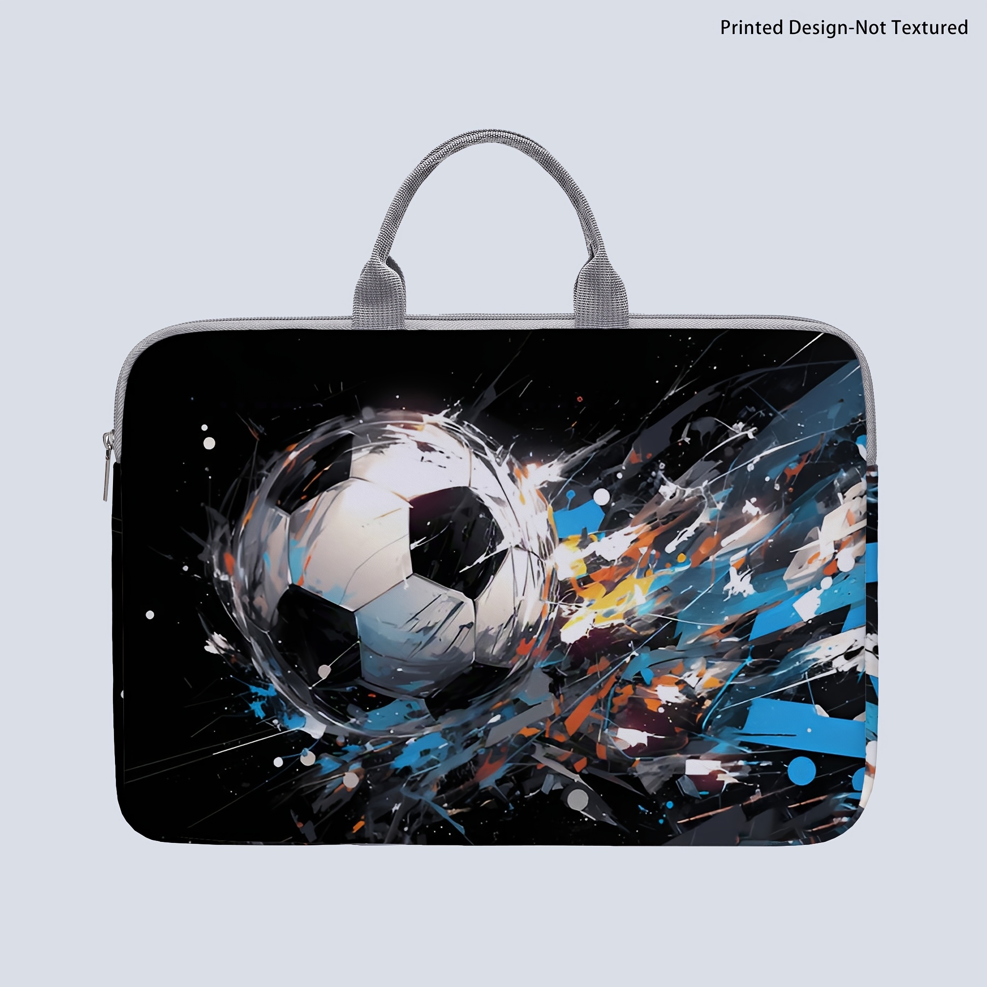TEMU [printed Design-not Textured] Laptop Sleeve, Soccer Print Laptop Case, Briefcase Style Fabric Shell, Fits 14-inch Laptops, Soft Laptop Sleeve,