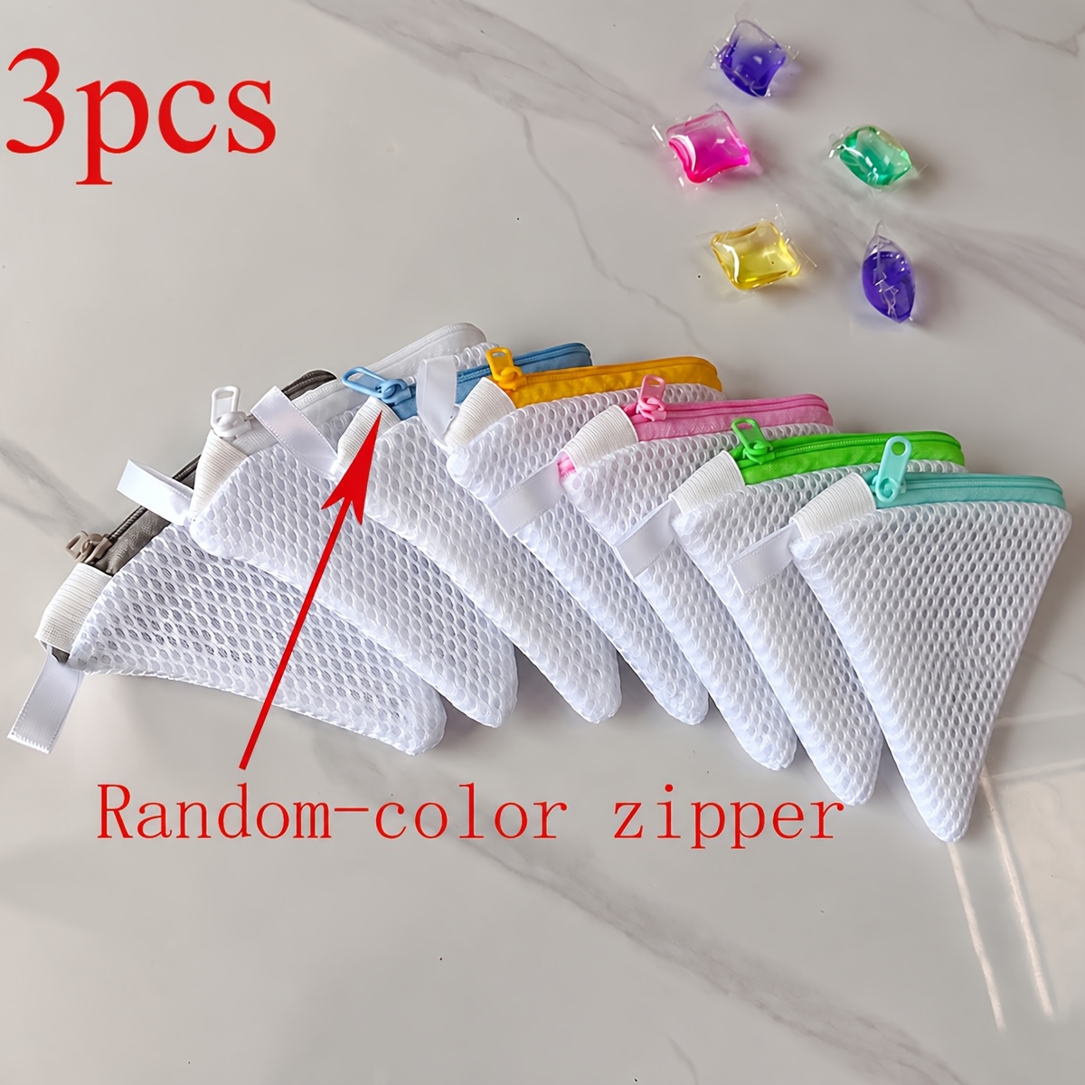 TEMU 3pcs Mesh Zippered Laundry Bag Set (suitable For Laundry Detergent Pods/scent Beads) - Machine Washable And Reusable; Protects Small, Delicate