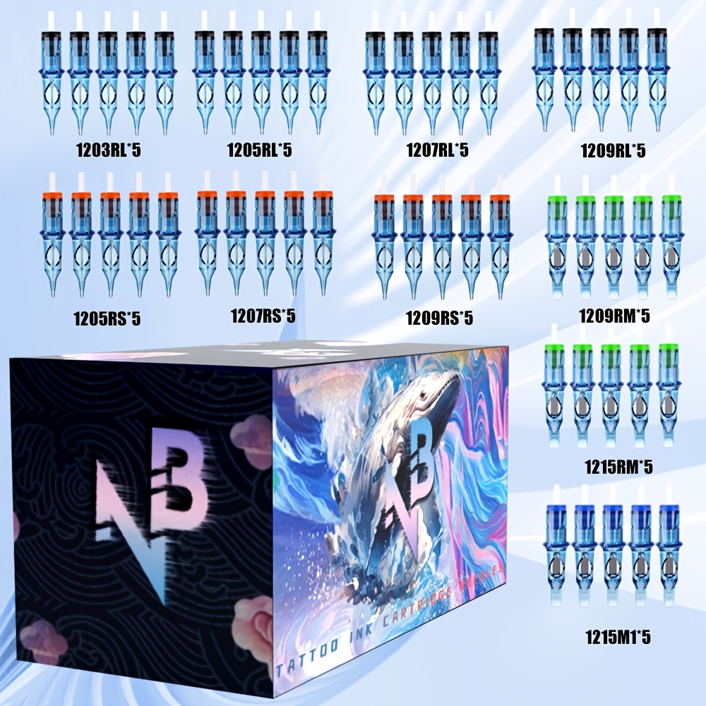 Image of 50pcs/set Tattoo Cartridge Needles, Rl/rs/rm/m1 4 Models, Sealed Mixed Standard Tattoo Needles, Stable And Smooth Ink Flow, Universal Tattoo Machines, Essential Tattoo Supplies For Tattoo Art Design