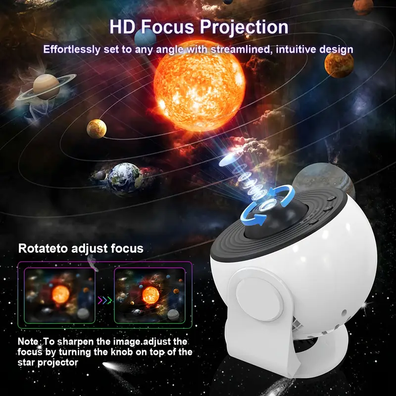 starry sky projection lamp with 13 high definition film sheets for bedroom and living room atmosphere details 4