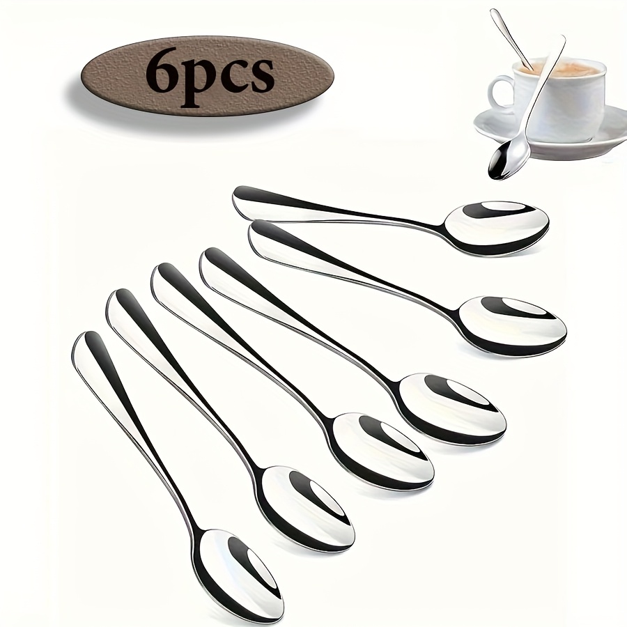 TEMU 6/12 Stainless Steel Coffee Spoons, Dessert Spoons, Mini Spoons, Ice Cream Spoons, Cake Spoons, Small Sugar Spoons, Cute Spoons, Kitchen