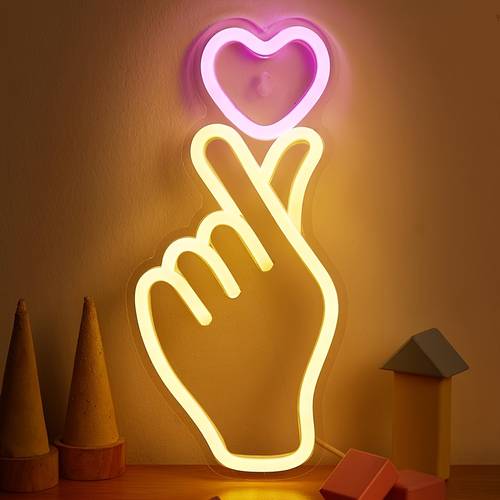 1pc heart hand shape led neon sign wall mountable for love gift for bedroom window decor usb powered