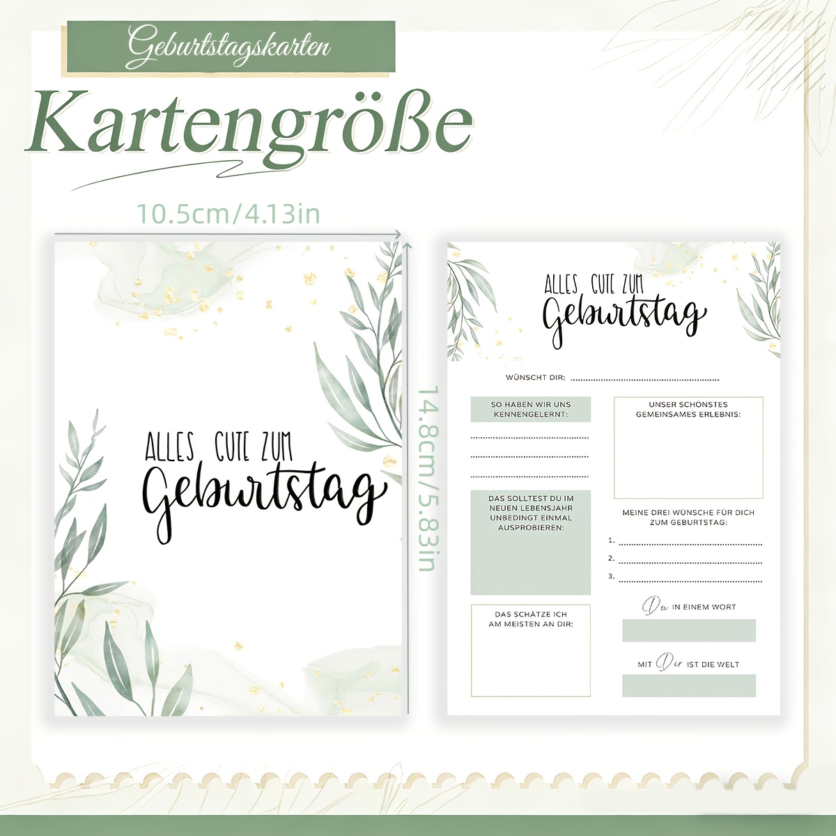 Image of 10pcs German Birthday Guest Book, Eucalyptus Leaf Birthday Guest Book, Birthday Gift, Can Fill In Memories, Birthday Party Activities