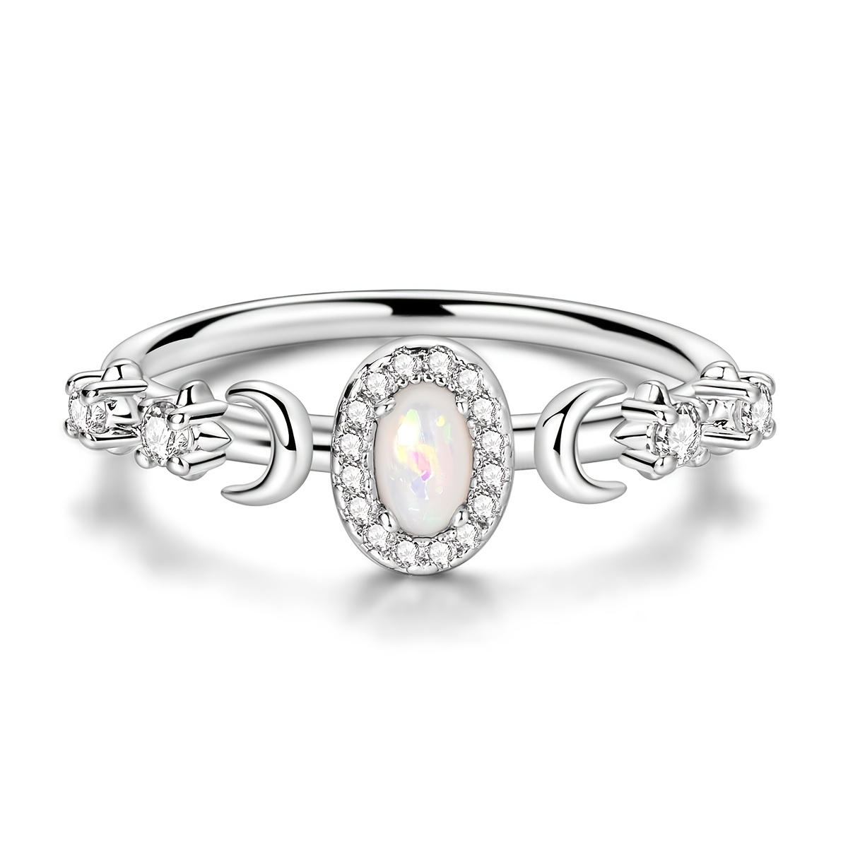 Elegant Star and Moon Silvery Color Ring for Women