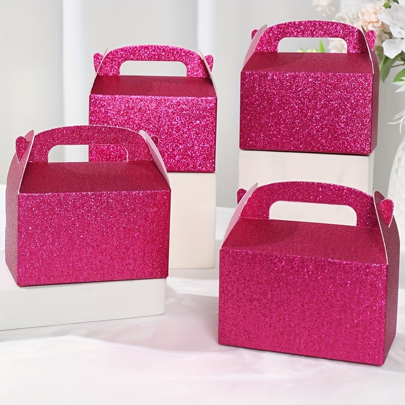 

6-pack Glitter Boxes With Handles - Princess Theme Favor Boxes For Birthday, Bridal Shower, Wedding, Gender Reveal Party Supplies & Decorations