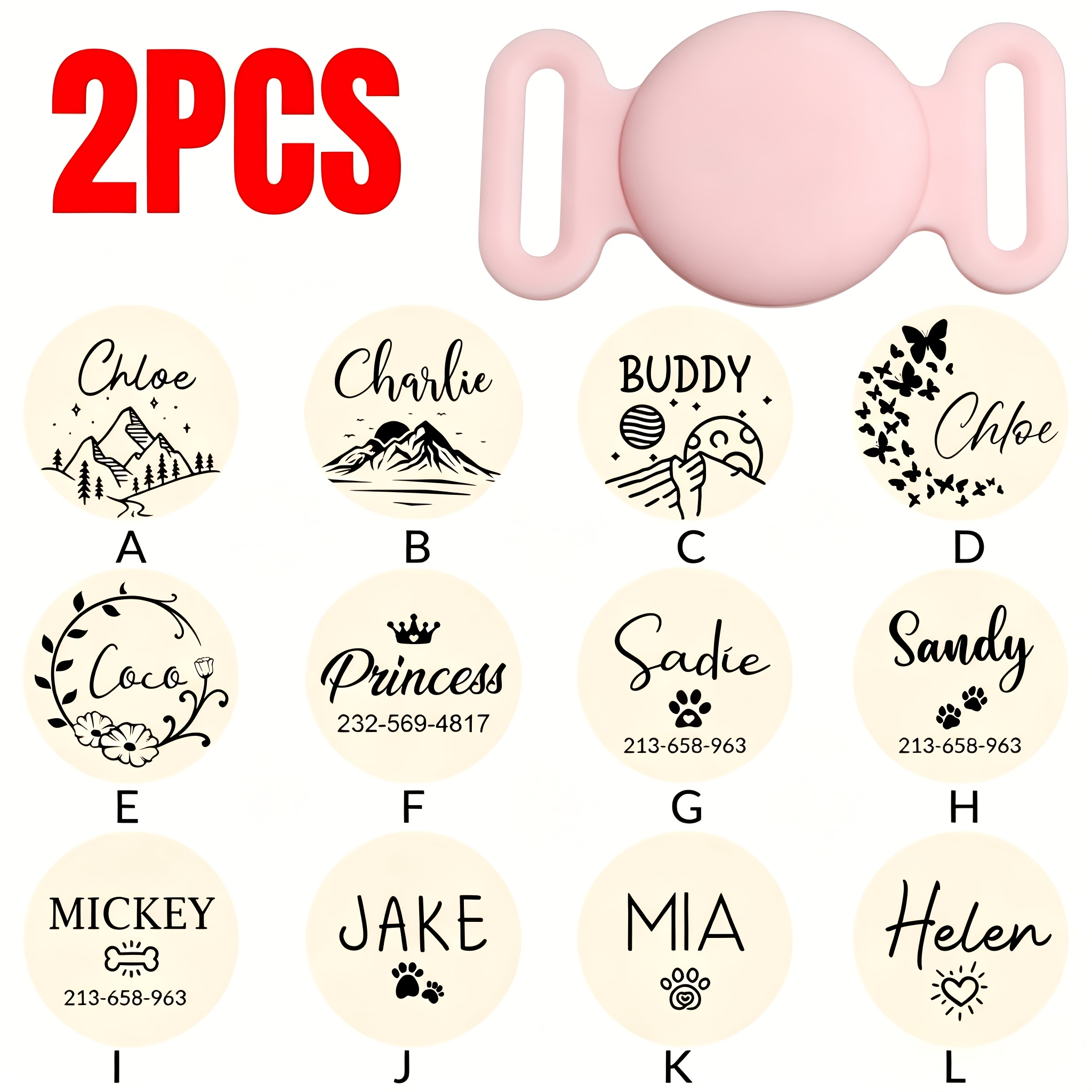 TEMU Custom Pet Collar Stand Compatible With Airtag, Sliding Dog Name Tag, Personalized Airtag-compatible Cat Collar, Silent Airtag Protective Case,