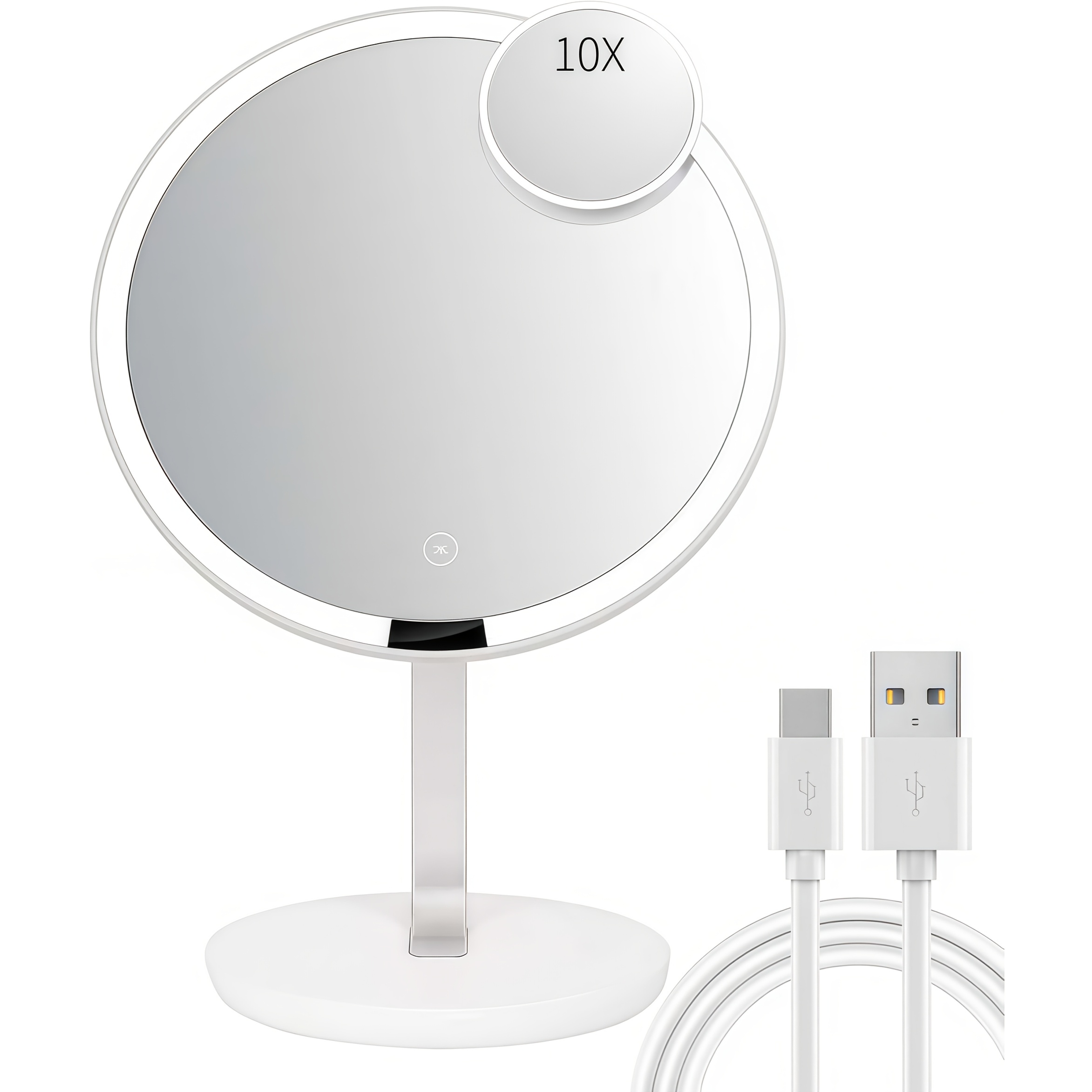 TEMU Desktop Led Makeup Mirror With Lighting Function, Touch-sensitive Bathroom Mirror With Adjustable Brightness, Portable Handheld Design. Suitable