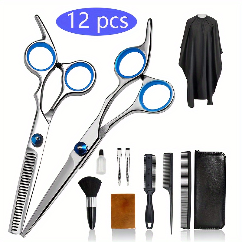 

12pcs Professional Salon Hair Cutting Set Scissors Barber Shears Hairdressing, Professional Haircut Thinning Scissors Salon Hairdressing