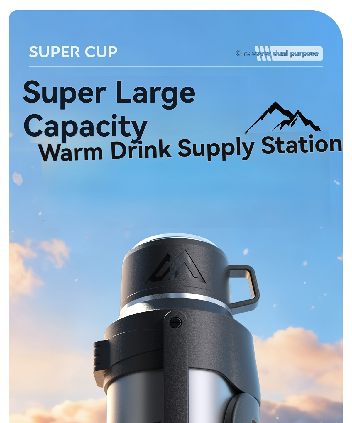 1 stainless steel large capacity in multiple sizes with a handle and cup lid featuring a tea storage compartment and maintaining temperature for suitable for outdoor use and camping Product details 0