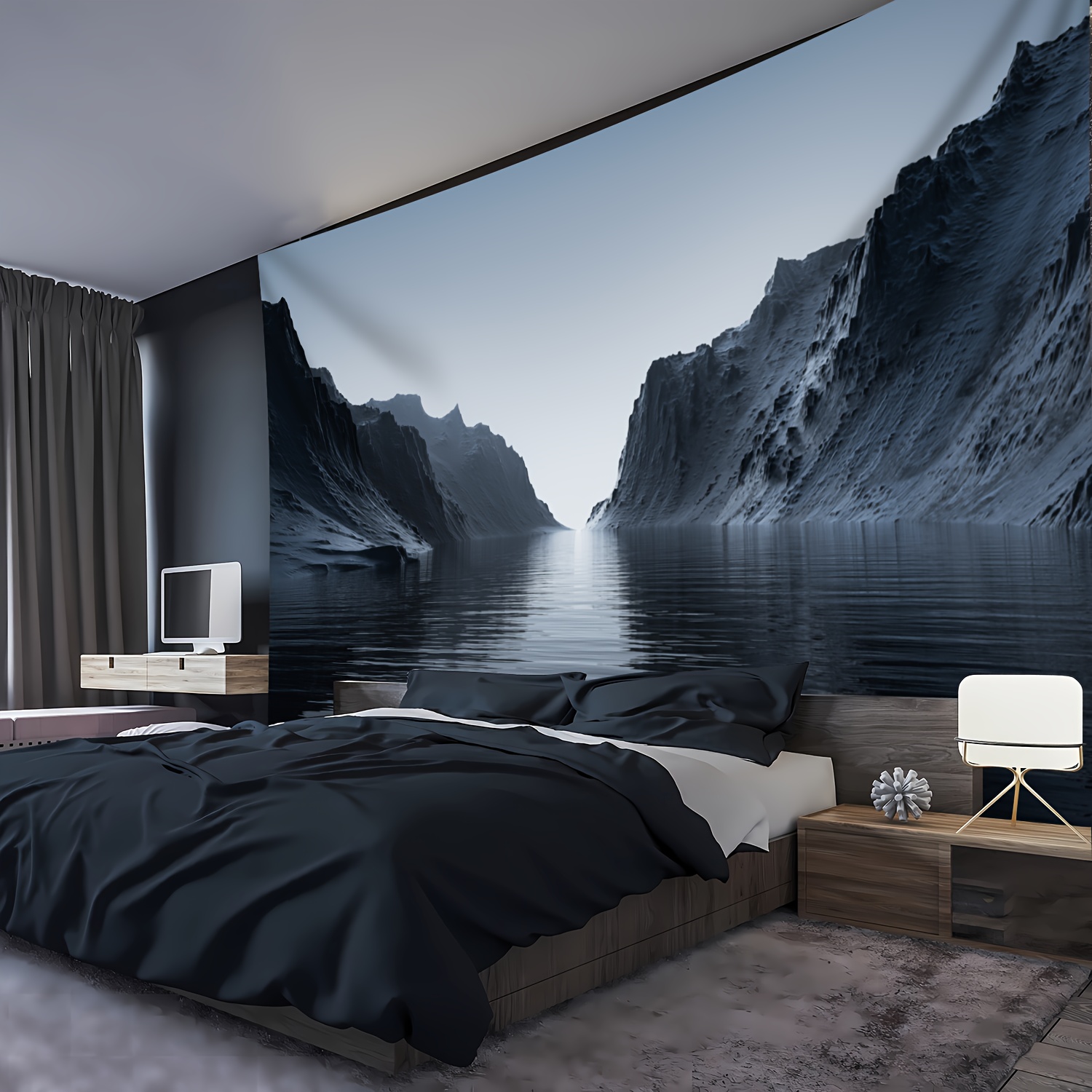 Mountain Sea Landscape Wall Hanging Tapestry For Home Room Decor_voghion.com
