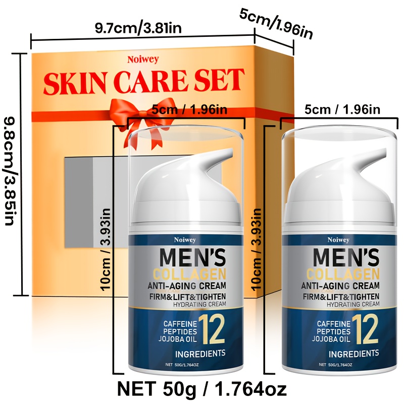 Image of 2pcs Men' Face Cream, Face Firming Cream For Tightening, Deep Hydrating Face, Peptides Moisturizer For Type, Men Face Cream, Men's Facial Moisturizer, Men Firming Cream, Peptides Cream, Skincare