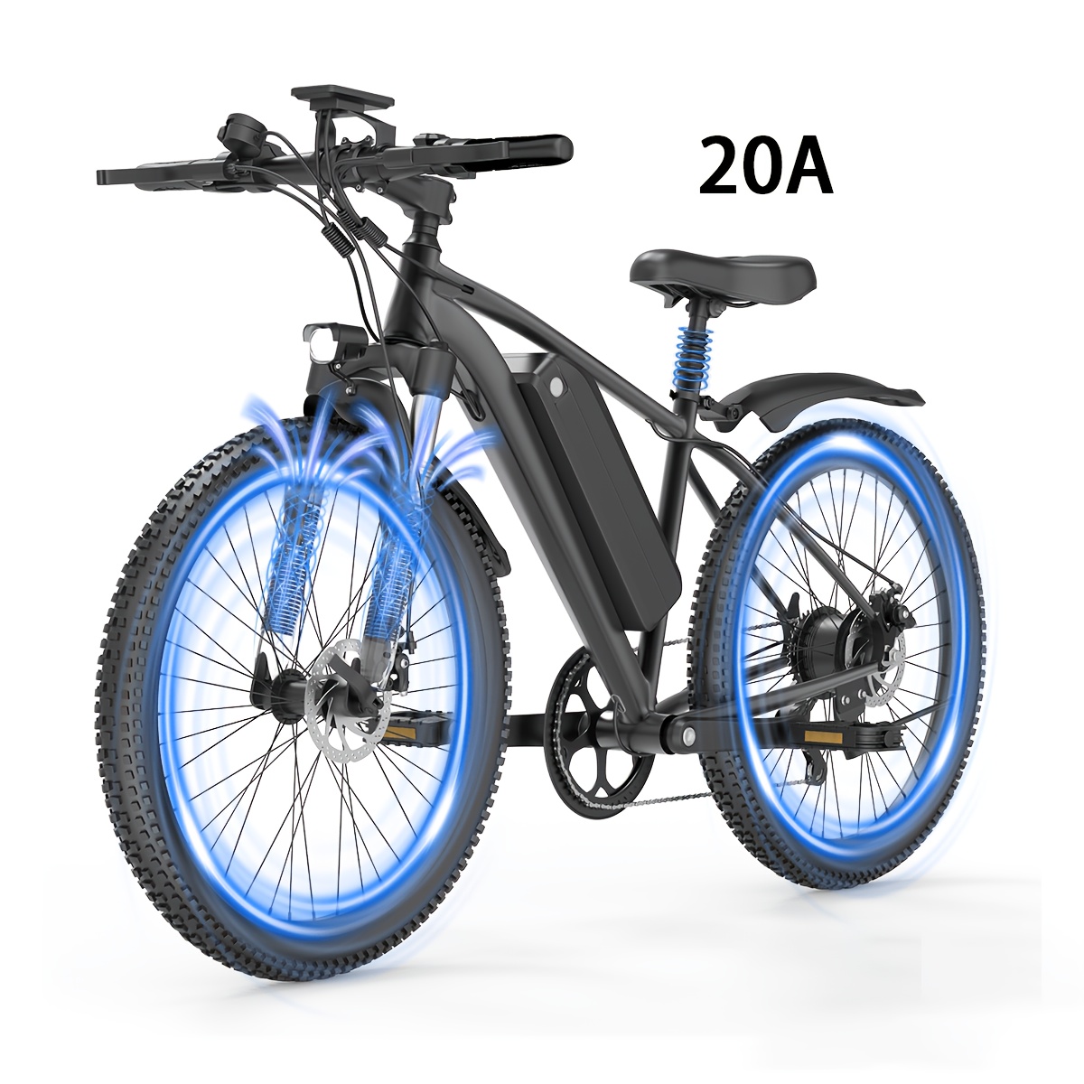 Image of Premium 250w Electric Mountain Bike, 48v 25km/h Adult E-bike, Front Suspension, Brakes, Wide Off-road Tires, Removable Battery, Led Headlight, For Trail Riding And Daily Commuting