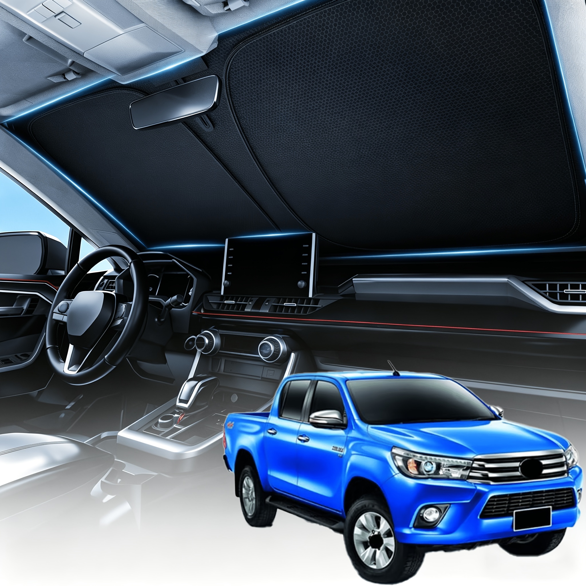 TEMU Car Windshield Sun Shade For Hilux (2001-2026) Sunshade, , Uv Protection And Heat Reflective, Keep Interior Cooler