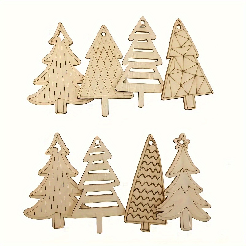 

Assorted Christmas Tree Ornaments Set: 25/50/100pcs Diy Wooden Slice Decorations For Painting, Art Projects, And Hanging Accessories